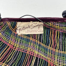 Load image into Gallery viewer, Original 1950’s Gertrude Singer Navy Blue Straw Hat with Wine Cotton Velvet Trim