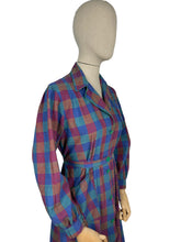 Load image into Gallery viewer, Original 1940’s Plaid Cotton Long Sleeved Belted Chore Dress with Pockets and Ric-rac Trim - Bust 36 38 *