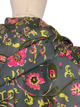 Load image into Gallery viewer, Original 1950's Vibrant Floral Pure Silk Jacket in Green, Pink and Chartreuse - Bust 38