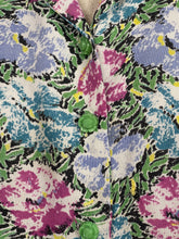 Load image into Gallery viewer, Original 1940's Vibrant Floral Print Blouse in Pink, Green, Yellow and Blue - Bust 36 38 *