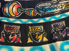 Load image into Gallery viewer, Original 1950's Cotton Cara Hendrix Painted Mexican Skirt in Vibrant Aztec Warriors Print - Waist 31 32 33 *