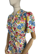 Load image into Gallery viewer, Original 1940's Full Length Floral Textured Cotton House Coat - Great Summer Maxi Dress - Bust 36