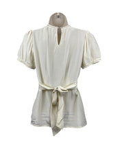 Load image into Gallery viewer, Original 1930’s Natural Silk Blouse with Belt, Mother of Pearl Buttons and Faggoting - Bust 30" 32"