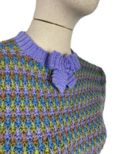 Load image into Gallery viewer, Reproduction 1940's Waffle Stripe Jumper in Brown, Blue, Green and Lavender Knitted from a Wartime Pattern - Bust 36 38 40