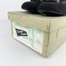 Load image into Gallery viewer, Original 1940's 1950's Deadstock Black Suede Court Shoes with Bow Detail - UK 5