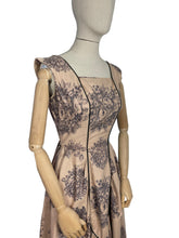 Load image into Gallery viewer, Original 1950's Brown Sleeveless Day Dress with Black Roses Print - Bust 34 35 *