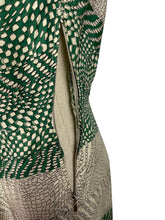 Load image into Gallery viewer, Original 1940's Green and White Chevron Print Day Dress - Bust 38