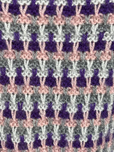 Load image into Gallery viewer, Reproduction 1940's Waffle Stripe Jumper in Purple, Pink and Grey Knitted from a Wartime Pattern - Bust 36 38 40