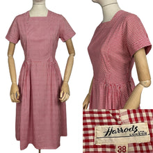 Load image into Gallery viewer, Original 1950's Harrods Red and White Gingham Dress with Pockets - Bust 36