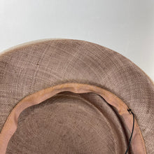 Load image into Gallery viewer, Original 1950’s Light Brown Straw Hat with Net and Bead Trim - Great Summer Hat *