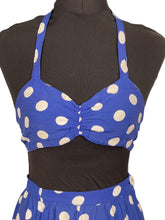 Load image into Gallery viewer, Original 1940's Blue and White Polka Dot Belted Dress and Matching Shorts and Top Playsuit - Bust 34 *