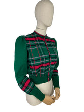 Load image into Gallery viewer, Late 1930's Reproduction Hand Knitted Long Sleeved Ski Jacket in Bottle Green, Cranberry Red, Slate Grey and Black Pure Wool - Bust 38