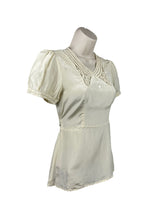Load image into Gallery viewer, Original 1930’s Natural Silk Blouse with Belt, Mother of Pearl Buttons and Faggoting - Bust 30" 32"