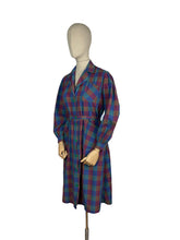 Load image into Gallery viewer, Original 1940’s Plaid Cotton Long Sleeved Belted Chore Dress with Pockets and Ric-rac Trim - Bust 36 38 *