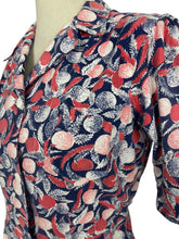 Load image into Gallery viewer, Original 1940's Red, White and Blue Cotton Chore Dress with Pockets - Great Summer Frock - Bust 36 38