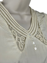 Load image into Gallery viewer, Original 1930’s Natural Silk Blouse with Belt, Mother of Pearl Buttons and Faggoting - Bust 30" 32"
