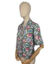 Load image into Gallery viewer, Original 1940's Vibrant Floral Print Blouse in Pink, Green, Yellow and Blue - Bust 36 38 *