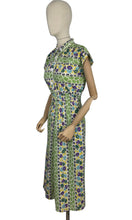 Load image into Gallery viewer, Original 1940's Green, Purple, Yellow and Blue Cotton Day Dress with Ric-rac Trim - Bust 38