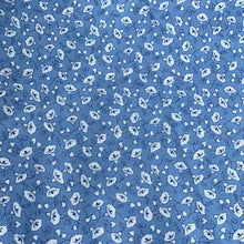 Load image into Gallery viewer, Original 1940's CC41 Blue and White Morning Glory Floral Print Dayella Dressmaking Fabric - 35" x 108"