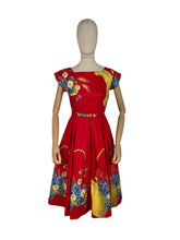 Load image into Gallery viewer, Original 1950’s Down’s of London Novelty Print Dress with Basket Print 32 34