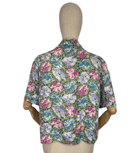 Load image into Gallery viewer, Original 1940's Vibrant Floral Print Blouse in Pink, Green, Yellow and Blue - Bust 36 38 *