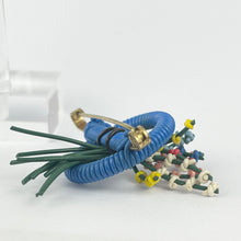 Load image into Gallery viewer, Original 1940's Blue, Red, Pink, White and Yellow Wartime Make Do and Mend Brooch with Flower Cluster Centre