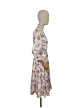 Load image into Gallery viewer, Original 1950’s Pretty Pink Roses Print Dress in Fine Stripe - Bust 34