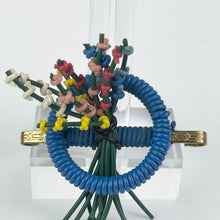 Load image into Gallery viewer, Original 1940's Blue, Red, Pink, White and Yellow Wartime Make Do and Mend Brooch with Flower Cluster Centre