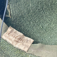 Load image into Gallery viewer, Original 1940’s Green Straw Hat with Large Grosgrain Bow Trim - AS IS