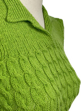 Load image into Gallery viewer, 1940's Reproduction Twisted Cable and Rib Jumper in Primavera Green Pure Wool - Bust 32 33 34