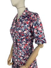 Load image into Gallery viewer, Original 1940's Red, White and Blue Cotton Chore Dress with Pockets - Great Summer Frock - Bust 36 38