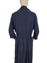 Load image into Gallery viewer, Original 1940's Classic Blue and White Polka Dot Day Dress - Bust 38
