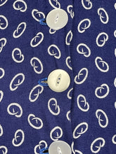 Load image into Gallery viewer, Original 1940’s 1950’s Novelty Print Pretzel Print Dress in Blue and White - Bust 34" *