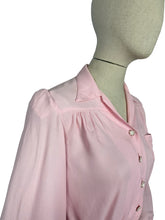 Load image into Gallery viewer, Original 1940's Pale Pink Long Sleeved Blouse with Neat Collar - Bust 34 35