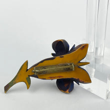 Load image into Gallery viewer, Vintage Painted Bakelite Gentian Brooch and Earrings Set From the 1940's or 1950's