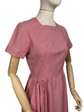 Load image into Gallery viewer, Original 1950's Harrods Red and White Gingham Dress with Pockets - Bust 36