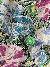 Load image into Gallery viewer, Original 1940's Vibrant Floral Print Blouse in Pink, Green, Yellow and Blue - Bust 36 38 *
