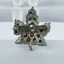 Load image into Gallery viewer, Teeny Original 1940's 1950's Canadian Maple Leaf Brooch Set with Clear Paste