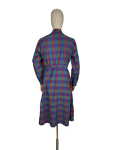 Load image into Gallery viewer, Original 1940’s Plaid Cotton Long Sleeved Belted Chore Dress with Pockets and Ric-rac Trim - Bust 36 38 *