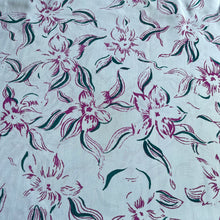 Load image into Gallery viewer, Original 1940's Crepe Dressmaking Fabric Duck Egg Blue, Emerald Green and Magenta Pink - 35" x 208" *