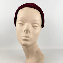Load image into Gallery viewer, Original 1950's Red Wine Cotton Velvet Close Fitting Hat *