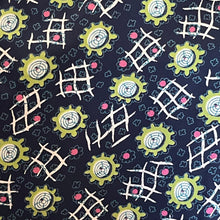Load image into Gallery viewer, Original 1940's Cold Rayon Novelty Print Dressmaking Fabric in Navy, Pink and Lime Green - Selling by the Metre