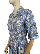 Load image into Gallery viewer, Original 1940's CC41 Heavy Linen Dress in Blue, Black and White - Bust 35 36