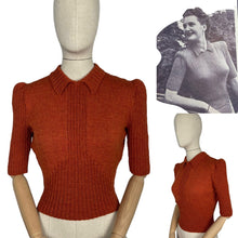 Load image into Gallery viewer, Reproduction 1940's Wartime Jumper with Neat Collar in Rust - Bust 38 40 42