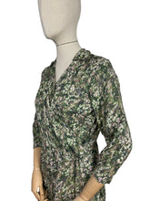 Load image into Gallery viewer, Original 1950's Silk Floral Day Dress in Green - Bust 38 *