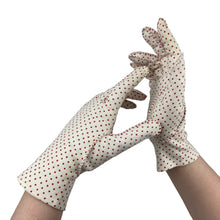 Load image into Gallery viewer, Original 1950’s Empire Made White and Red Polka Dot Ladies Gloves - Size 7.5