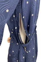 Load image into Gallery viewer, Original 1930's Navy Silk Belted Day Dress with Cream Polka Dots - Bust 36 38