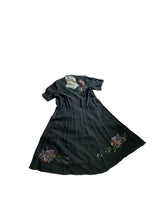 Load image into Gallery viewer, Utterly Incredible True Volup Original 1930's 1940's Satin Backed Crepe Dress with Hand Painted Floral Design - Bust 44 46