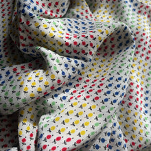 Load image into Gallery viewer, Original 1940's Floral Crepe Dressmaking Fabric in Red, Green, Blue and Yellow - Blouse Length - 35" x 80"