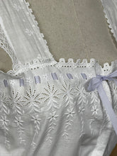Load image into Gallery viewer, Antique White Cotton Chemise with Broderie Anglaise Detail and Cotton Lawn Straps - Bust 34 35 *